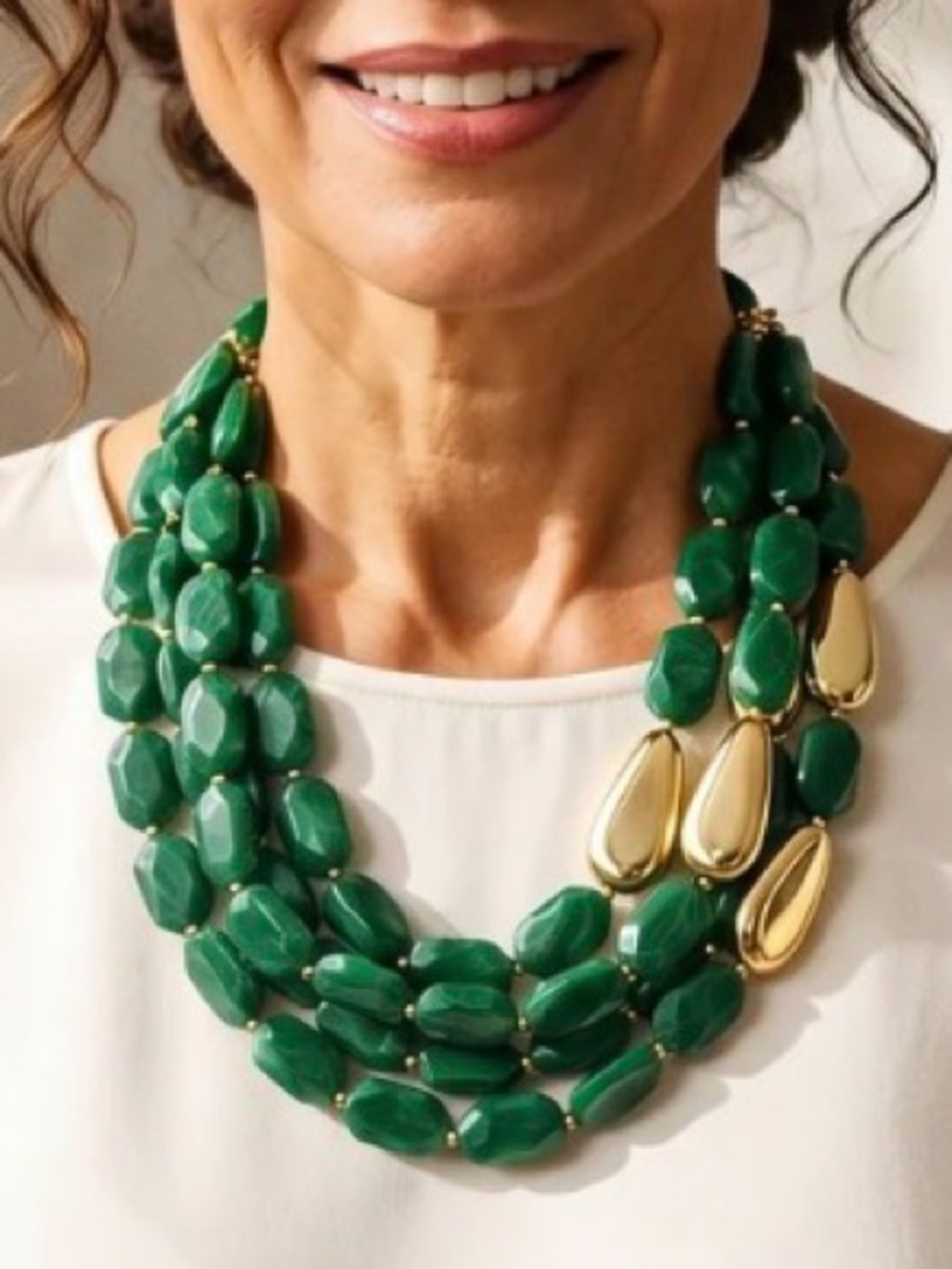 NWT ⚜️💚⚜️ Sunday State Chunky Multi-Strand Resin Bead Necklace